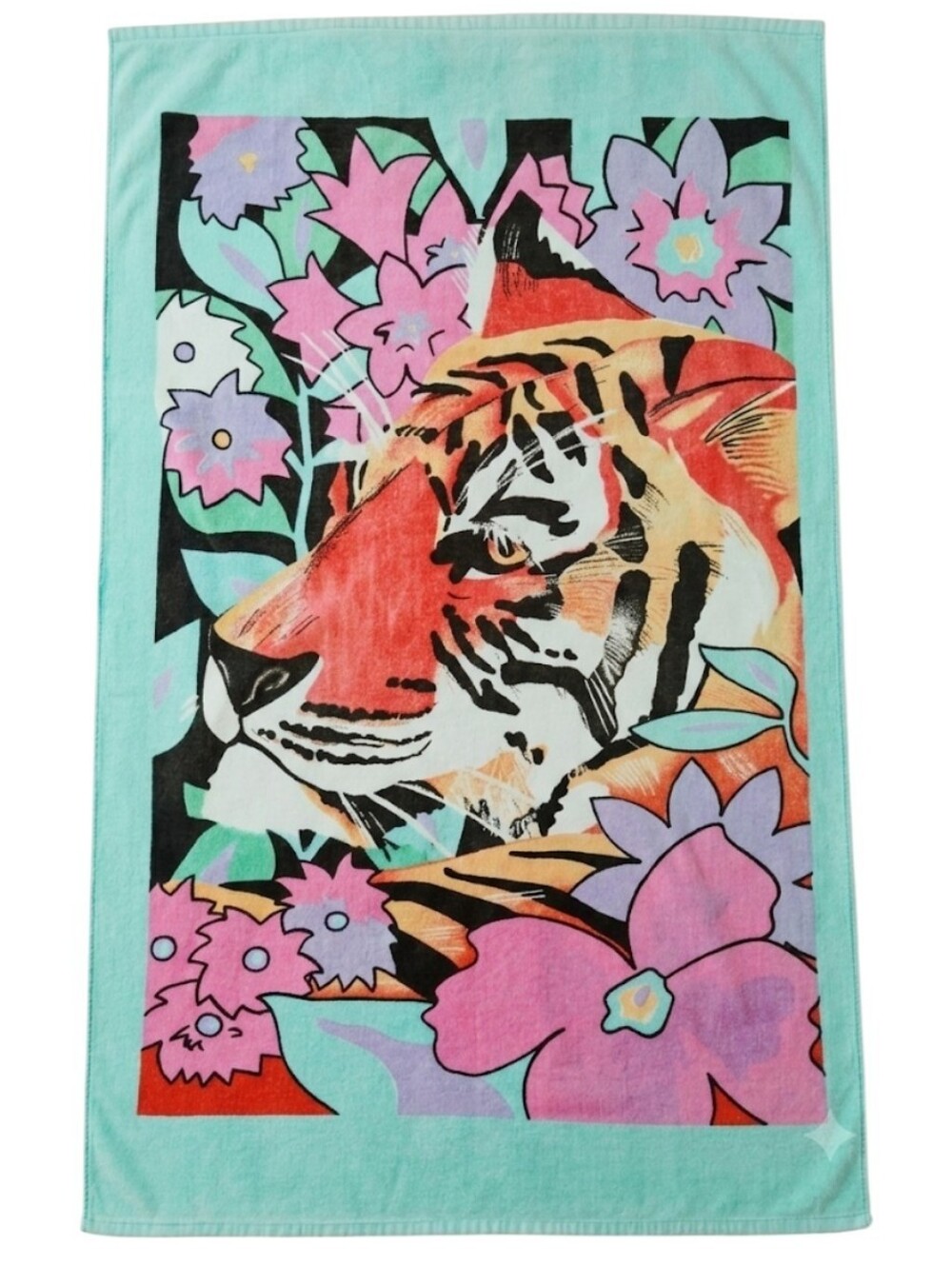 Vintage Cecil Saydah "90's" Retro Neon Pastel Jungle Cat Beach Towel